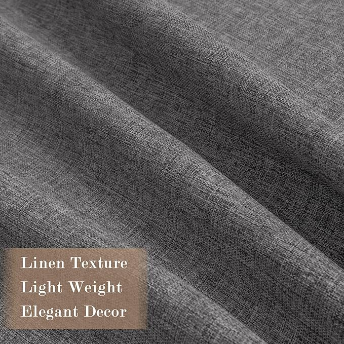 Extra Wide 100% Blackout Linen Textured Curtains - Room Dividers, W150 x L108 (1 Panel), Pinch Pleat Drapes for Living Room, Full Light Block Out Drapery for Sliding Door, Natural Grey