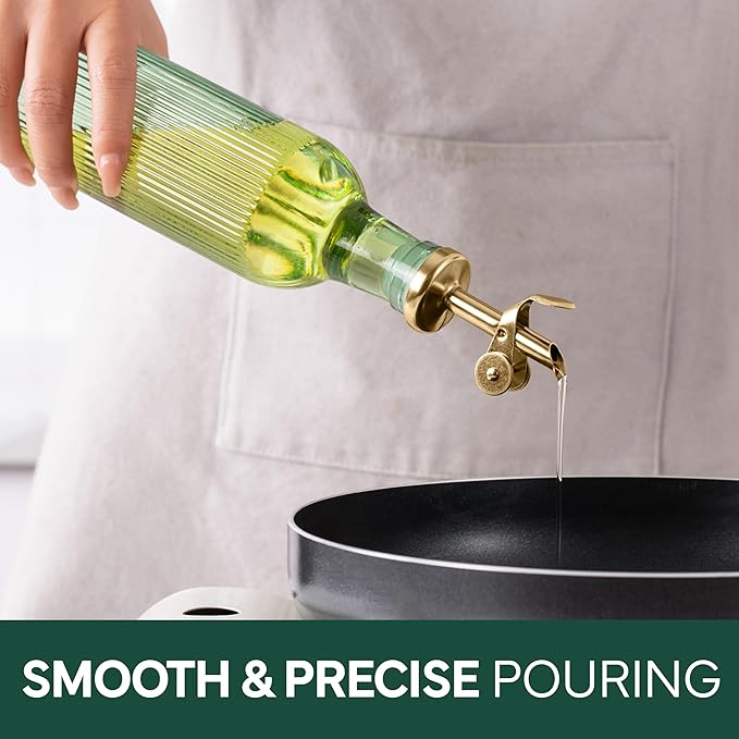 COOK WITH COLOR Glass Olive Oil Bottle Dispenser - 2 Pack- 17oz Oil and Vinegar Cruet - Olive Oil Carafe Decanter for Kitchen