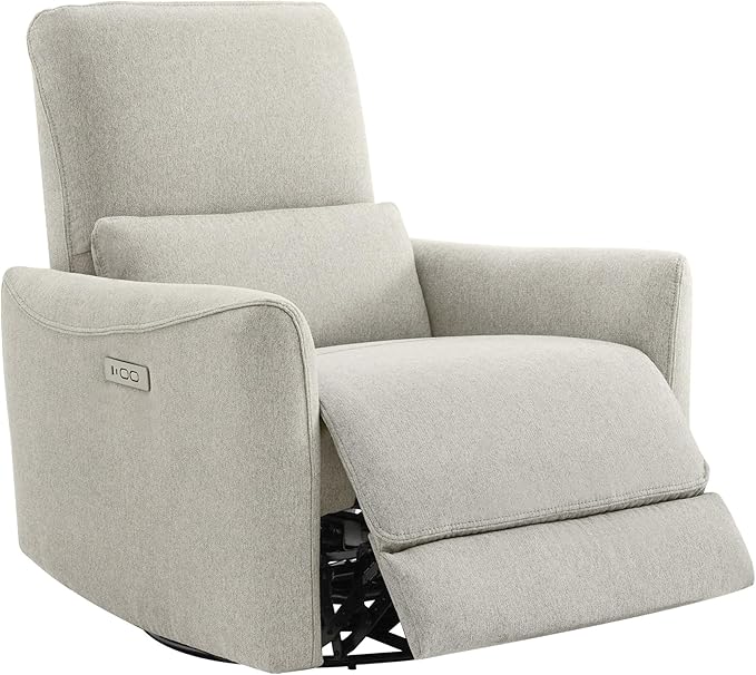CHITA Power Recliner Chair Swivel Glider, FSC Certified Fabric Living Room Nursery Reclining Sofa Chair with Lumbar Support, Dove Grey
