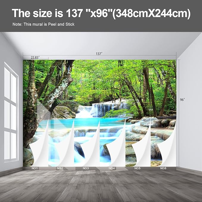 Forest Landscape Wall murals Woodland Tree Peel and Stick Wallpaper for Bedroom Living Room - 96"x137"