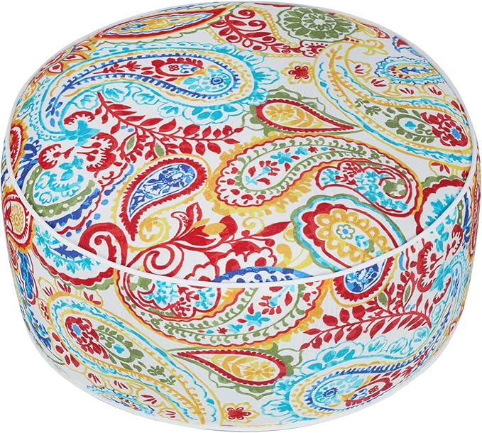 FUNHOME Inflatable Outdoor Ottoman with Air Pump,20"x9" Portable Patio Pouf,Water Resistant,Fade-Resistant,Round Blow Up Footrest Stools for Home Garden Camping Travel(Phoenix)