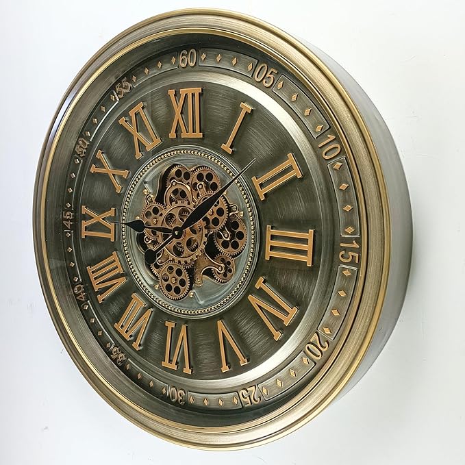 32'' Inch Real Moving Gear Wall Clock Ireland Line (Brass Antique, 32 inches (80 cm))