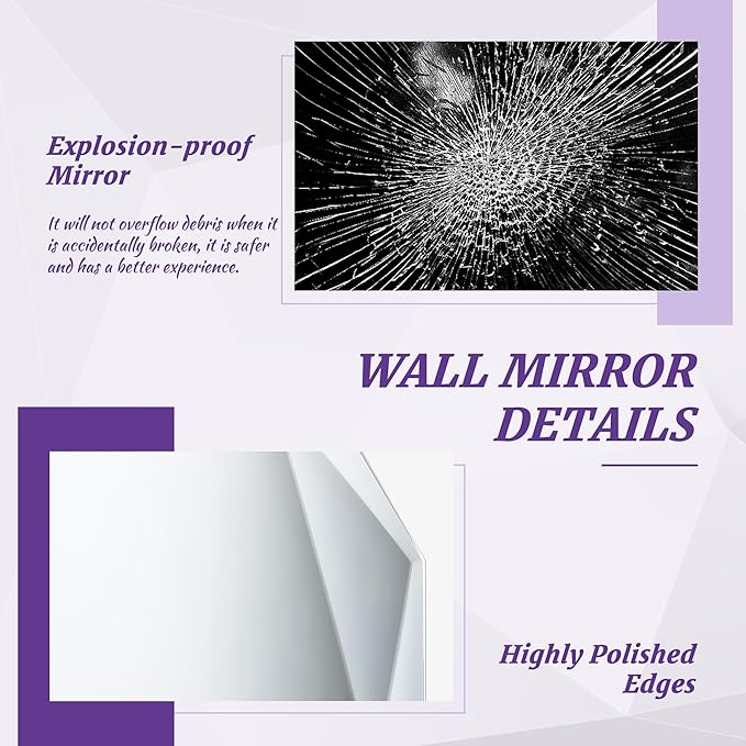 Bathroom Mirror for Wall, 30" x 48" Arched Mirror, Bathroom Vanity Mirror, Beveled Edge Frameless Wall Mount Vanity Mirrors, Wall Mirrors Decorative, Irregular Beveled Edge Mirror