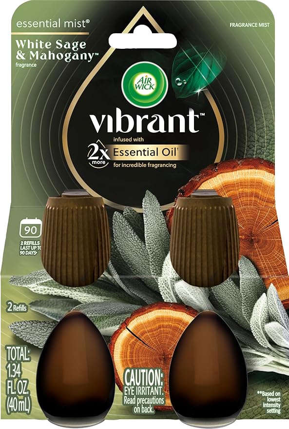 AIR WICK Essential Mist Twin Refill – White Sage & Mahogany (2x.67) oz.