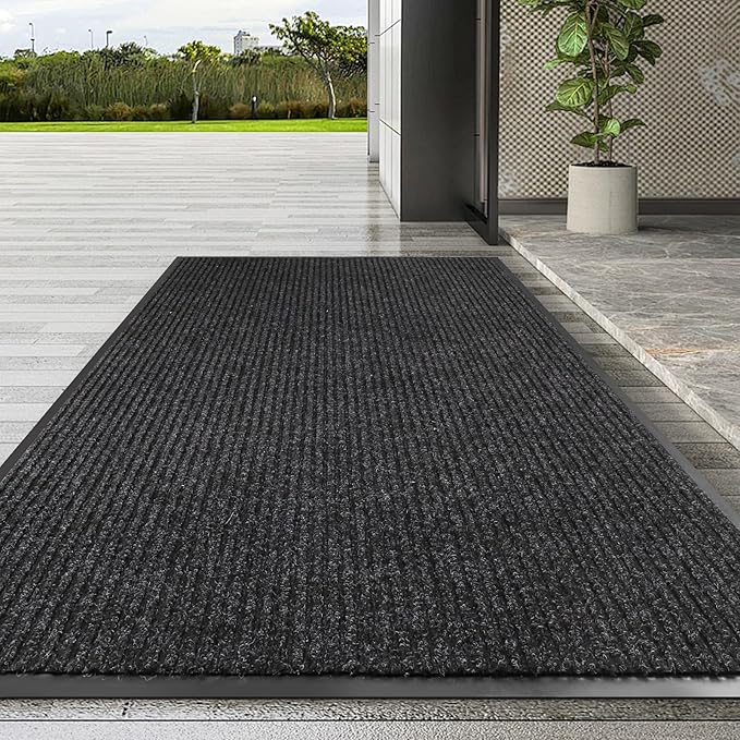 Large Front Door Mat, 48" x 36" Durable Front Doormat, Heavy Duty Large Welcome Door Matt for Home Entrance, No Slip Rubber Low Profile Door Mats for High Traffic Area