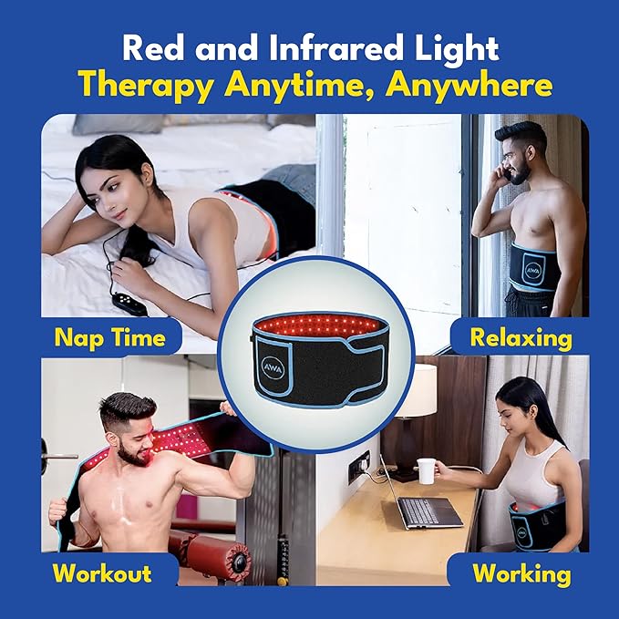 Red Light Therapy Belt with 126 High-Intensity LEDs for Targeted Relief, 660nm & 850nm Infrared Light, Heat and Vibration for Back, Waist, and Muscle Recovery, FSA HSA Eligible