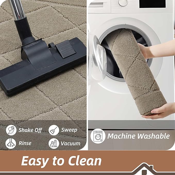 BEQHAUSE Dirt Trapper Door Mat 20" x 32", Doormat Non-Slip Entryway Rugs Washable, Dog Door Mat Stain Resistant and Absorbent Welcome Floor Mat for Front Back Door, Muddy Wet Shoes & Paws, Beige