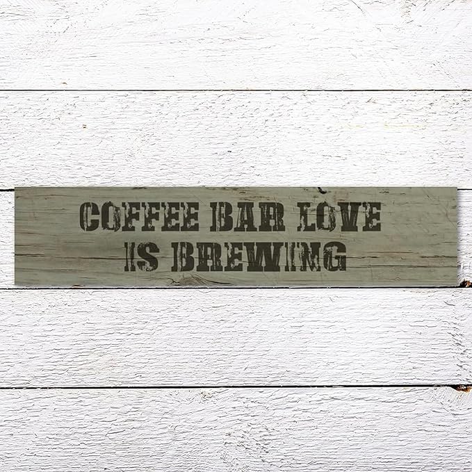 Generic Funny Wood Sign Coffee Bar Love is Brewing Rustic Wooden Hanging Sign Home Farmhouse Kitchen Wall Decoration 16 x 4 Inch