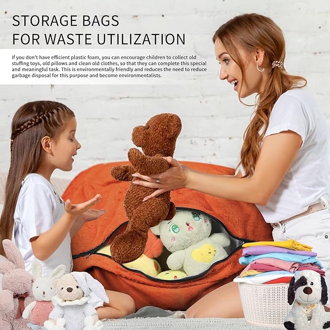 Bean Bag Chair for Adults 3FT,Soft Removable Cover for Teens/Girls Bedroom,Fluffy Giant Round Floor Beanbag Lounger Chairs (No Filler,Orange)