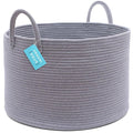 OrganiHaus Woven Laundry Basket, Large Cotton Rope Blanket Holder with Handles, Soft & Sturdy Nursery Hamper, Decorative Toy Bin for Living Room Organization 20x13 inches - Gray