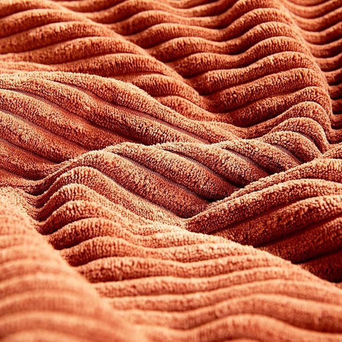 Fancy Homi Set of 2 Burnt Orange Lumbar Decorative Throw Pillow Covers 16x28 Inch for Living Room Couch Bed, Boho Farmhouse Fall Home Decor, Soft Corduroy Corss Patchwork Cushion Case 40x70 cm