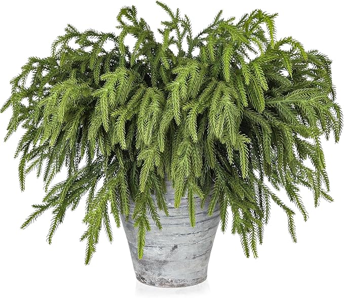 Artgar 24 Pcs Pine Branches - 18 Inch Artificial Green Pine Stem - Real Touch Christmas Greenery Pines Branches for DIY Flower Arrangement Home Indoor Christmas Decor