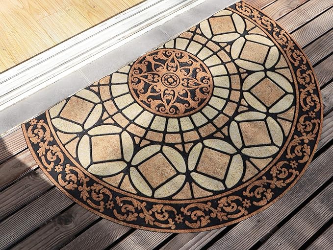 CHICHIC Entrance Door Mat Large 24 x 36 Inch Entry Way Doormat Front Door Rugs Outdoors Heavy Duty Welcome Mat Non Slip Rubber Back Low Profile for Garage, Patio, High Traffic Area, Semicircle