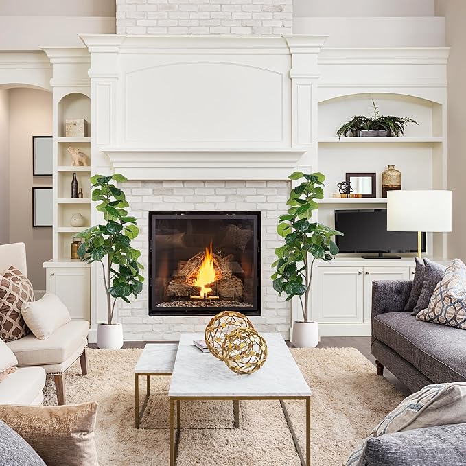 Artificial Fiddle Leaf Tree, 6ft Faux Plant Fake Ficus Lyrata Trees with White Planter, Artificial Fig Trees Floor Plants for House Office Living Room Indoor Home Decor, Housewarming Gift