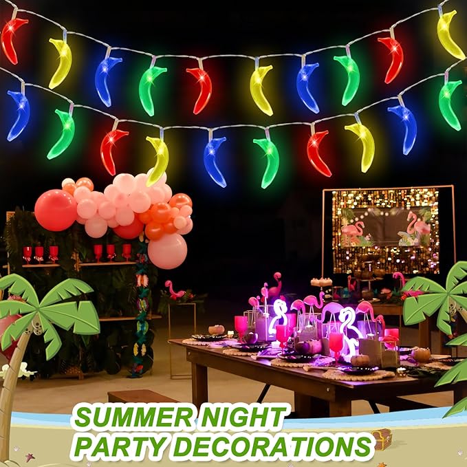 Couah [ 8 Modes & Timer ] Tropical Fruit Banana String Lights, 16 FT Summer String Lights with 30LED Banana Lights, Summer Fairy Lights Battery Operated for Tropical Beach Party Birthday Summer Decor