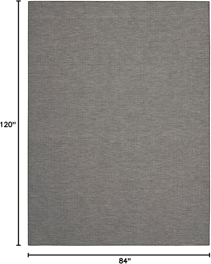 Nourison Positano Indoor-Outdoor Charcoal 7' x 10' Area Rug, Easy Cleaning, Non Shedding, Bed Room, Living Room, Dining Room, Backyard, Deck, Patio (7x10)