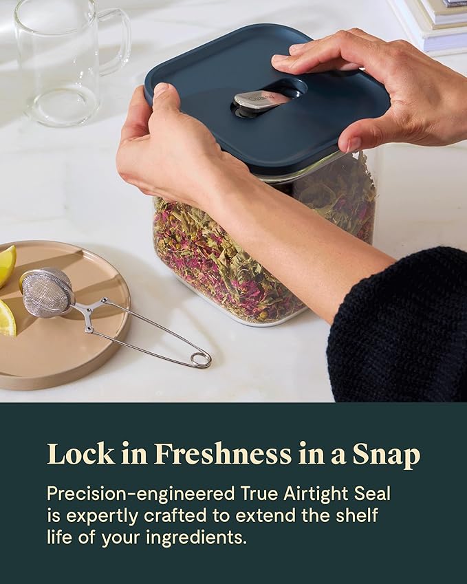 Caraway 2.5qt Glass Airtight Food Storage Container with Lid – Non-Toxic, BPA-Free Kitchen Storage Container – Stackable, Space-Saving Airtight Container for Dry Goods and More - Perracotta