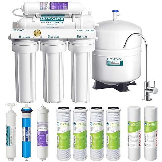 APEC Water Systems ROES-PH75 Essence Series Top Tier Alkaline Mineral pH+ 75 GPD 6-Stage Certified Ultra Safe Reverse Osmosis Drinking Water Filter System with Extra High Capacity Filter Set Stage 1-3