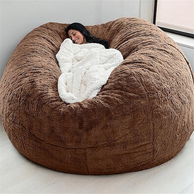 Big Huge Giant Bean Bag Chair for Adults, (No Filler) Bean Bag Chairs in Multiple Sizes and Colors Giant Foam-Filling Required- Machine Washable Covers, Double Stitched Seams (Coffee,7FT)