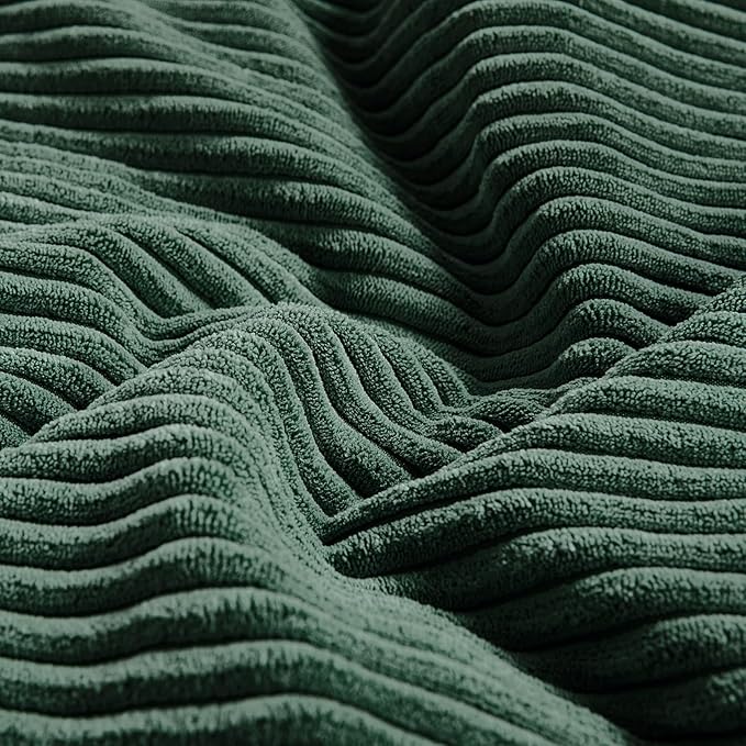 Fancy Homi Set of 2 Dark Green Lumbar Decorative Throw Pillow Covers 20x28 Inch for Living Room Couch Bed, Boho Farmhouse Forest Green Home Decor, Soft Corduroy Corss Patchwork Cushion Case