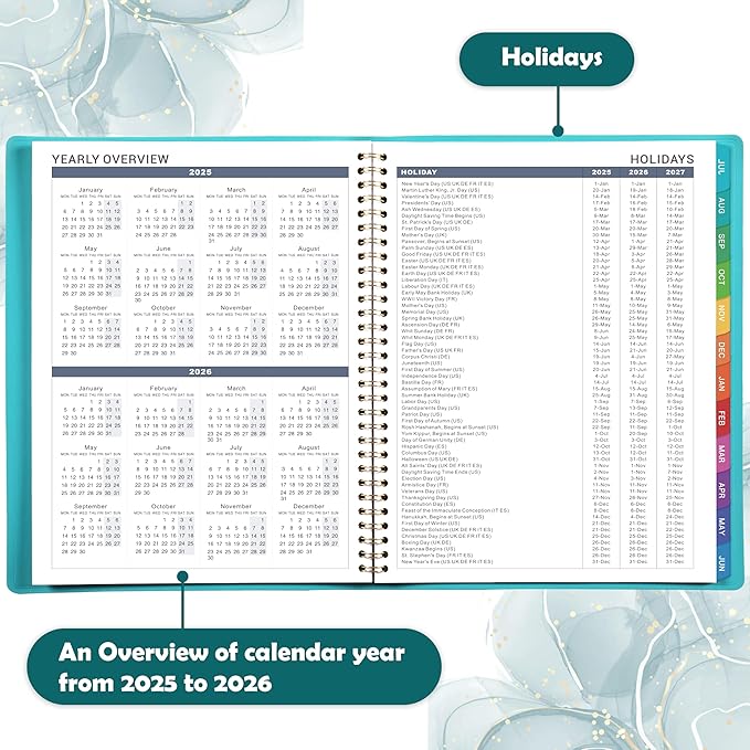 2025-2026 Weekly Appointment Book - Appointment Book 2025-2026 with Soft Cover, Jul 2025 - Jun 2026, 8.26"x 11.4", Daily/Hourly Planner with Tabs, 15 Minutes, Wirebound - Green