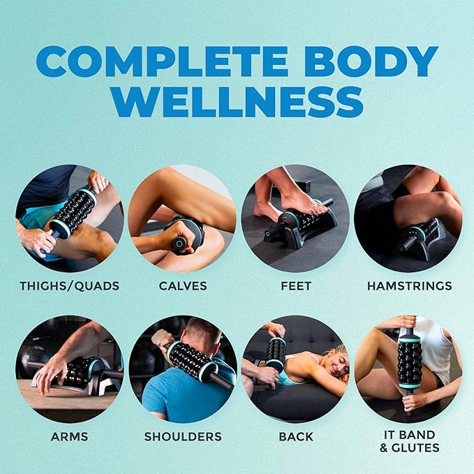 Chirp RPM Rolling Percussive Massager – Deep Tissue Muscle Massager and Back Roller with Hands-Free Base, Rechargeable Leg Massager Roller, 5-Speed Massage Roller Stick for Legs, Foot & Calf Massager