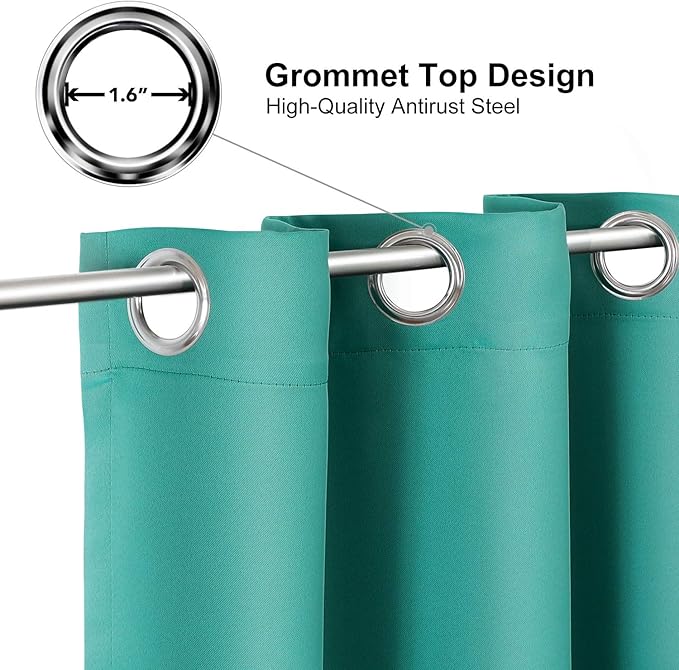 ChrisDowa Small Kitchen Valances for Windows - Grommet Short Thermal Insulated Room Darkening Window Valances Curtains for Living Room (2 Panels, Teal, 52 x 18 Inch)