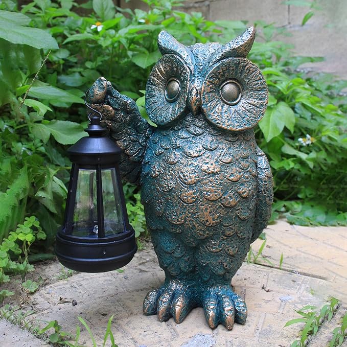 Garden Statues Outdoor, owl Figurines Decorated with Solar Lights, Unique Christmas Birthday Gifts for Moms, Grandmas, Women, Wives, Sisters