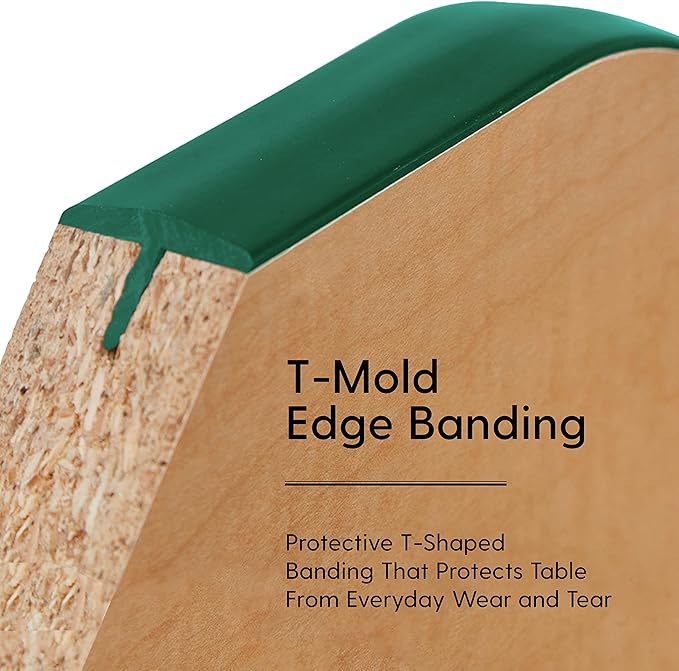 Factory Direct Partners FDP Rectangle Activity School and Classroom Kids Table (30 x 60 inch), Toddler Legs, Adjustable Height 15-24 inches - Maple Top and Green Edge