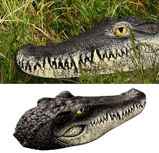 Floating Alligator Head,Alligator Head Decoy for Pool,Resin Crocodile Head for Swimming Pool and Pond,Deterrent Ducks,Predator,Heron etc,Outdoor Statues,Garden Home Decor Art