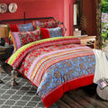 ABREEZE Bohemian Duvet Cover Set Colorful Red Boho Retro Bedding Set Damask Paisley Cotton Duvet Cover Tribal Reversible Bedding Exotic Style Comforter Cover 3-Piece Full