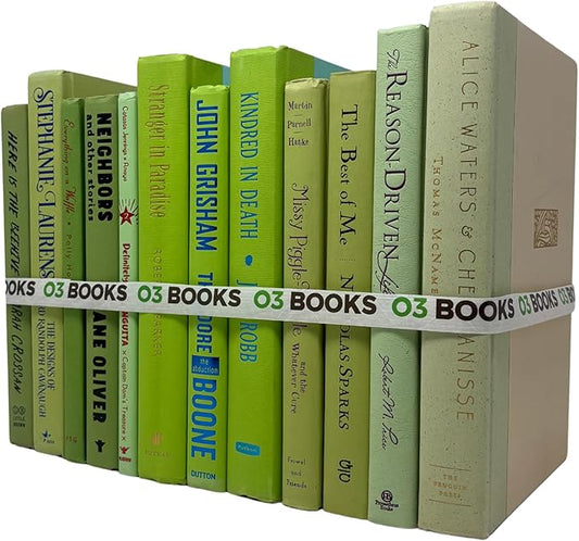 Curated Decorative Books Hardcover Décor Books for Home Décor, Choose Color, Interior Design, Office, Wedding Display, Instant Library, or Staging (Lime Green, Half Foot)