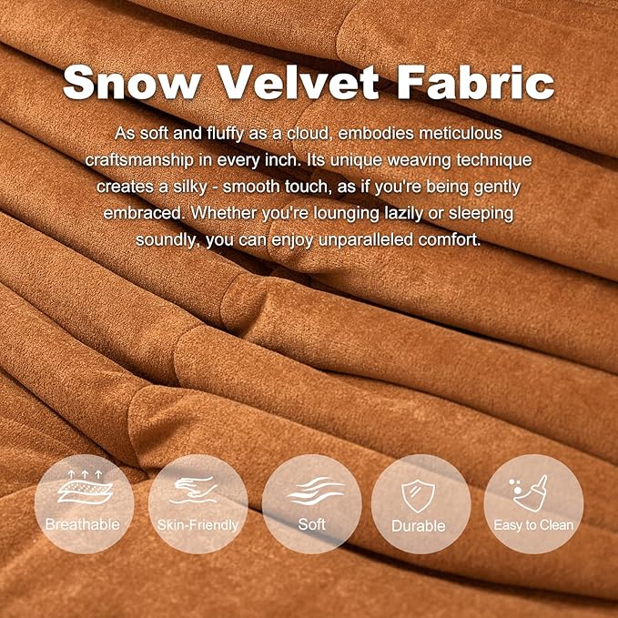 Full Foam Loveseat Sofa,Adults Bean Bag Chairs Floor Couch with Soft Waterproof Fabric,Armless Fireside Lounge Chair for Living Room,Apartment and Office (DarkOrange)