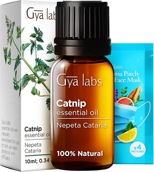 Gya Labs Catnip Essential Oil for Skin - 0.34 Fl Oz - 100% Pure Natural Catnip Oil for Diffuser, Massage & Candle Making Scent