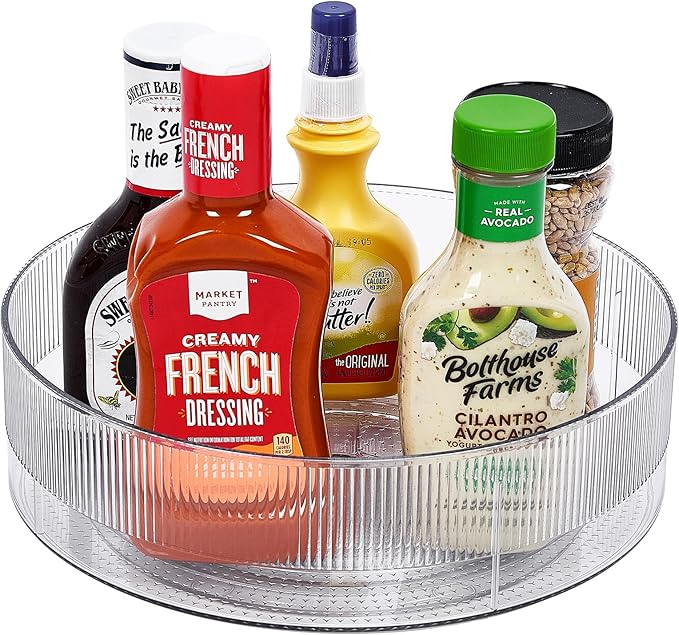 FreshKeeper Plastic Lazy Susan Organizer, Clear Pantry Lazy Susan Turntable for Cabinet and Kitchen 11’’