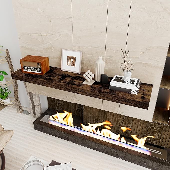 Floating Shelves 48 Inch Long, 12 Inch Deep Floating Shelves for Wall, 48 x 12 Large Wall Shelves for Home Storage & Display, 2" Thicked Floating Shelf for Bedroom, Living Room, Rustic Brown, 1 Pack