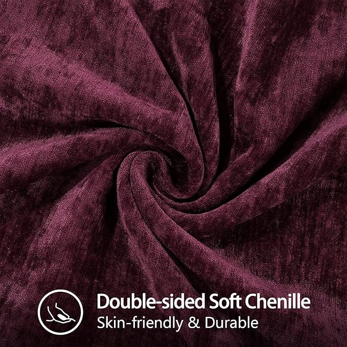 decorUhome Chenille Soft Throw Pillow Covers 22x22 Set of 2, Farmhouse Velvet Neutral Decorative Euro Pillow Covers with Stitched Edge for Couch Sofa Bed Home Decor, Rhododendron