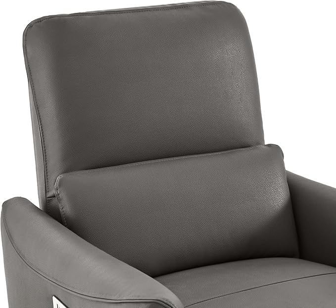 CHITA Power Recliner Chair Swivel Glider, FSC Certified Upholstered Faux Leather Living Room Nursery Reclining Sofa Chair with Lumbar Support, Charcoal