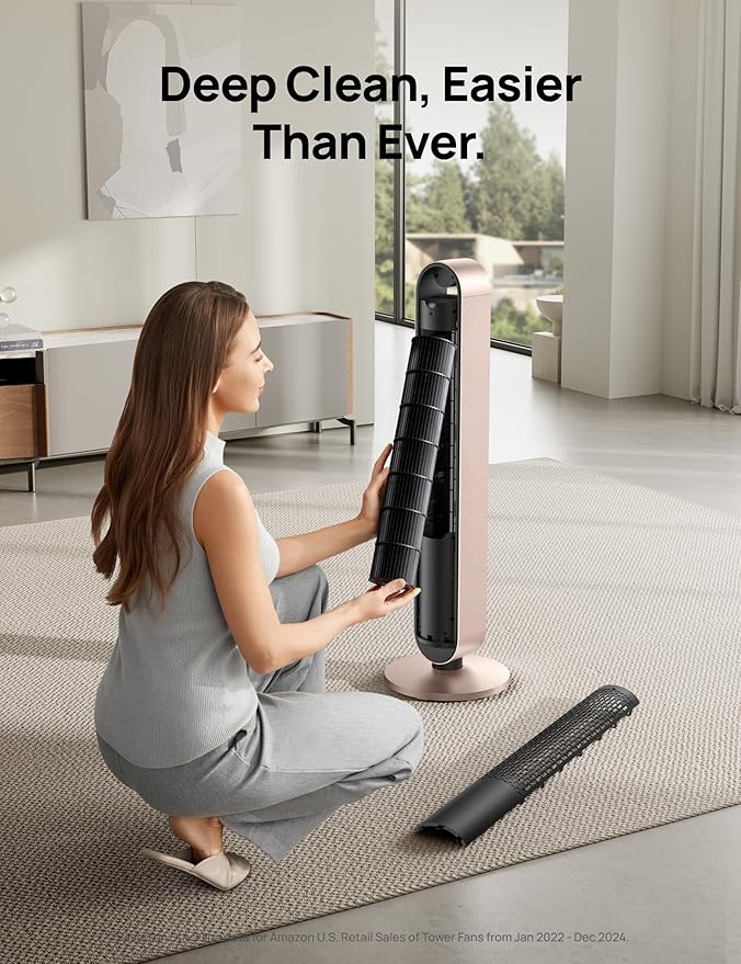 Dreo Smart Tower Fan Voice Control, 120° Oscillating Fan Works with Alexa/Google/App/Remote, 42 Inch, 25dB Quiet DC Bladeless Fan for Bedroom,12 Speeds, Floor Fan for Home, Office, Pilot Max S