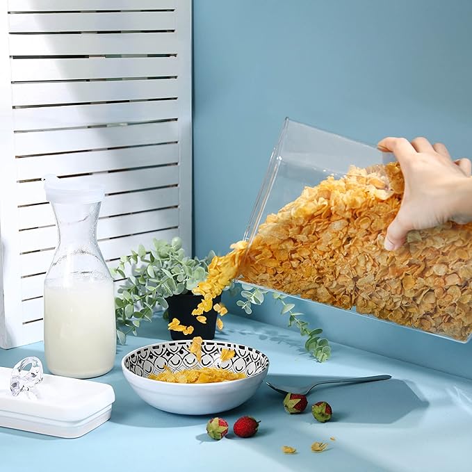 Felli Flip Tite Storage Container with Lid 4" RECTANGULAR Air Tight Ring Flip Top, Stackable Acrylic Canister for Kitchen Counter Pantry, Cereal Granola Pasta Spice, Gift Set for Women (4pk, Variety)