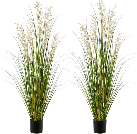 Artificial Plant, 47in Tall, 2pk Grass, Faux House Plants in Pot, Indoor Decorative Flowers &Greenery for Home and Office, Ideal Housewarming Gift