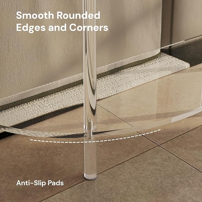 Acrylic Console Table, Half Moon, 29.5" Small Entryway Table, Clear Entry Table for Sofa, Foyer, Hallway, Living Room, Easy Assembly, 2 Tier, 11.8" D x 31.5" H