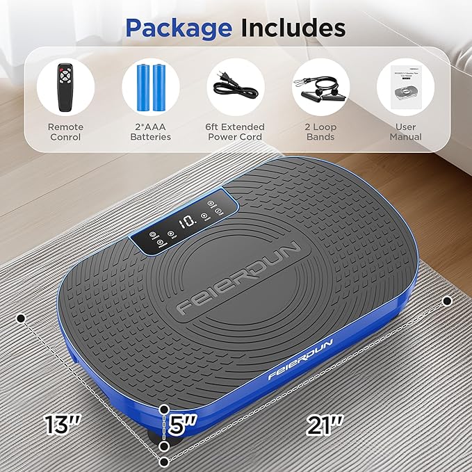 FEIERDUN Vibration Plate Exercise Machine, Vibration Plate for Lymphatic Drainage, Power Plate Vibration Platform for Weight Loss, Toning & Wellness