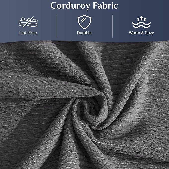 Convertible Sleeper Sofa Bed with Pillow, 4-in-1 Corduroy Folding Mattress Couch with Fixed-Shape Frame, Futon Fold Out Floor Sofa Cama Lounge Couch for Living Room Bedroom Studio, Grey