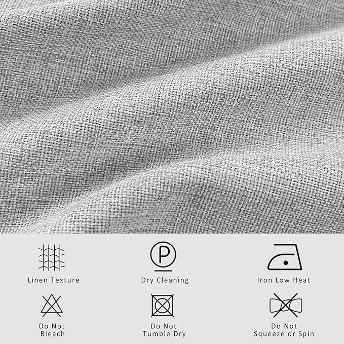 Macochico Pinch Pleated Full Blackout Curtains for Bedroom Living Room Silver Grey Linen Curtains Thermal Insulated and Noise Reducing Window Panels with Tieback Shabby Chic Decor 84”Wx84”L 1 Panel
