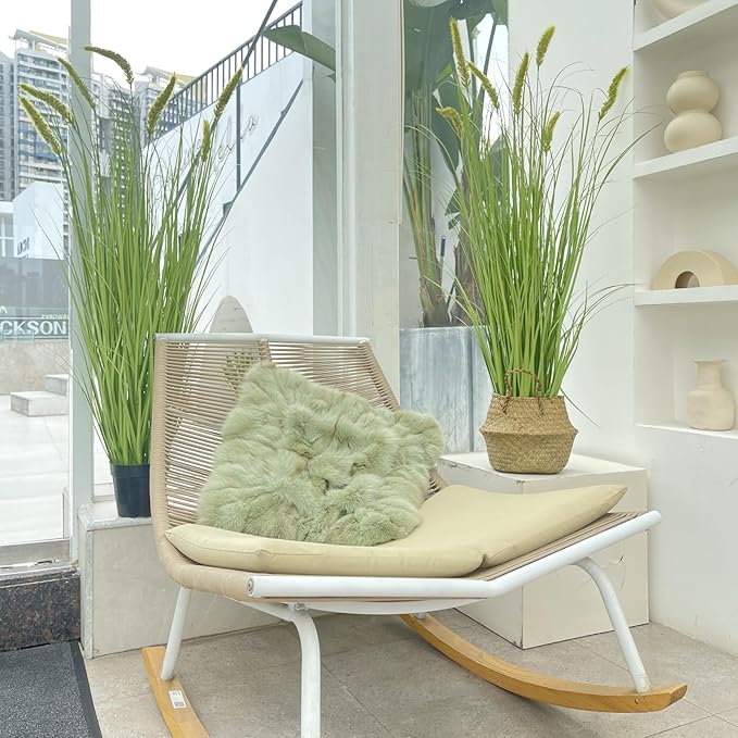 Green Onions Fake Plants,Artificial Plants Indoor, Fake Grass Decor Green Plant Fake Outdoor Flowers Fake Succulents,Artificial Tall Grass Plants with Pots House Decorative(47" 2 Pack)