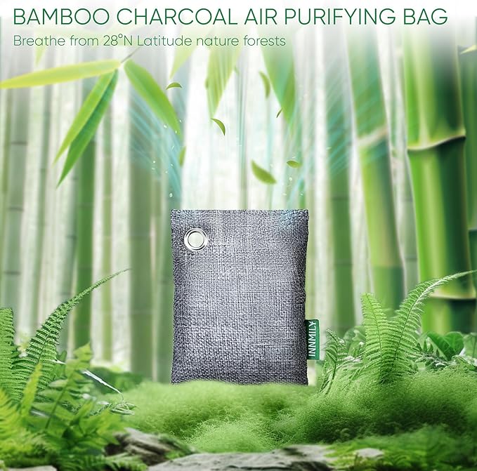 Activated Charcoal Odor Absorber, Odor Eliminator for Strong Odor,Bamboo Charcoal Air Purifying Bags for Home Car Closet Pet, Smoke Room Deodorizer (8 x 60g, Unscented)