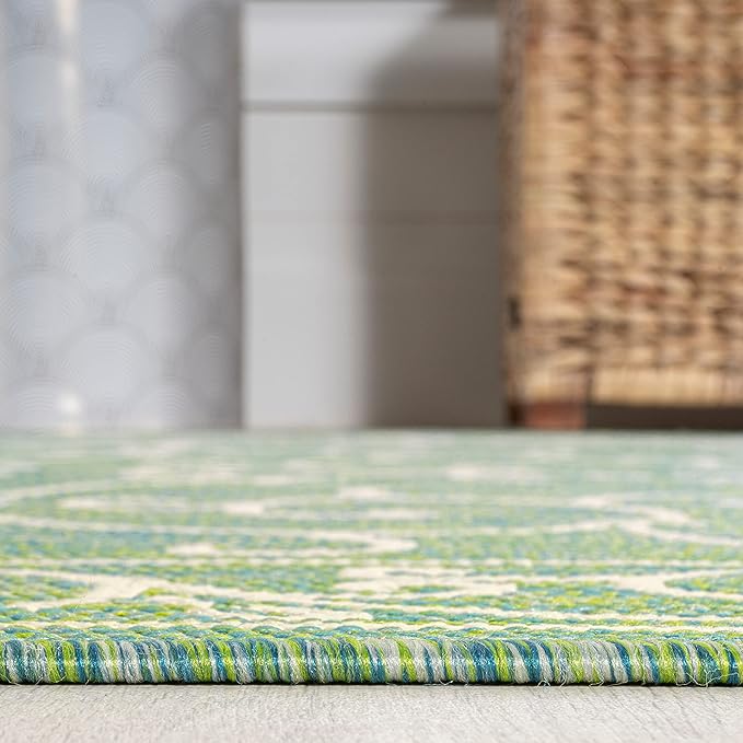 JONATHAN Y Vintage Filigree Indoor Outdoor Area Rug 3X5 Green/Ivory, Charleston Textured Weave for Backyard, Patio, Porch, Easy-Cleaning, High Traffic, Pet-Friendly, Non-Shedding (SMB106K-3)