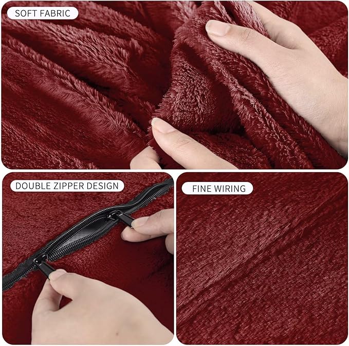 Bean Bag Chair for Adults 6FT,Soft Removable Cover for Teens/Girls Bedroom,Fluffy Giant Round Floor Beanbag Lounger Chairs (No Filler,Claret)