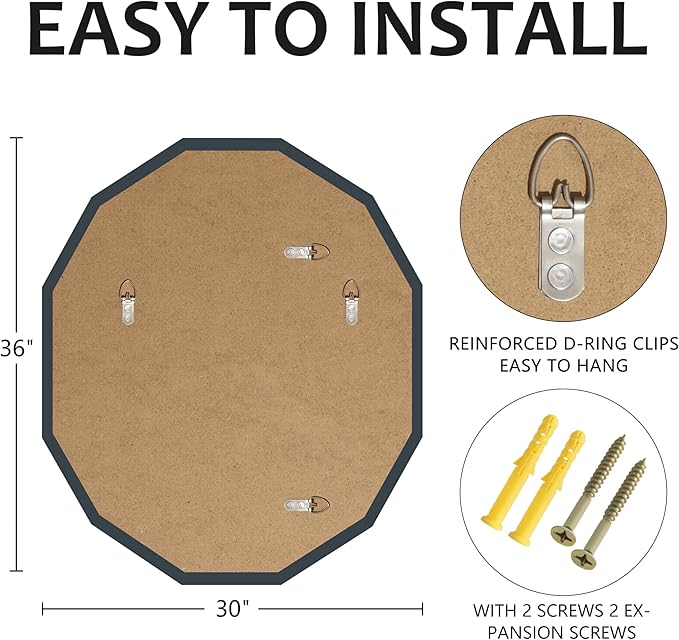 Bathroom Mirrors for Over Sink, Round Frameless Mirrors for Wall, 30x36 Inch Beveled Bathroom Mirror, Bathroom Vanity Circle Mirror for Bedroom Living Room Entryway Home Decor